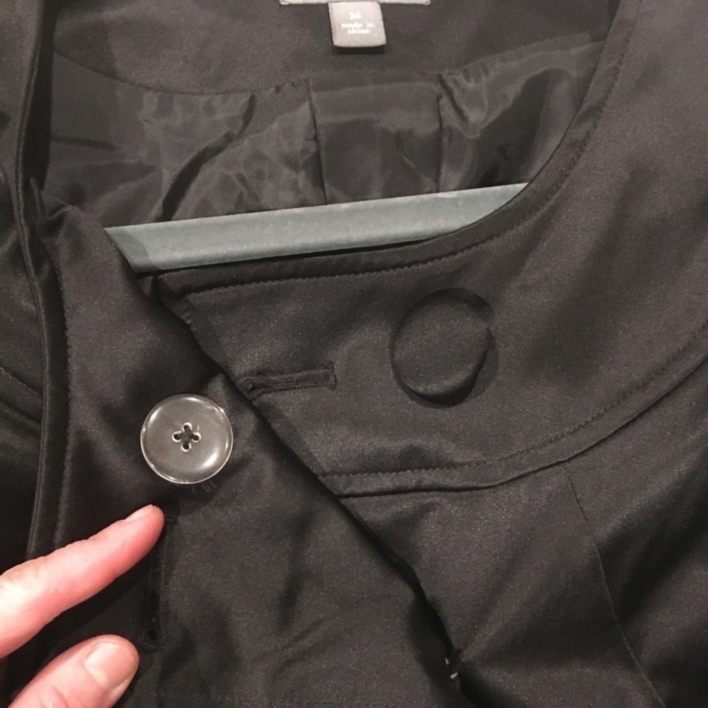 Black Satin Collarless Blazer M - Picture 4 of 9